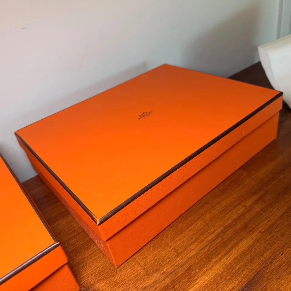 Hermes Paris Gift Boxes 2 Pack Orange 11x9x3 Luxury Designer Storage Authentic